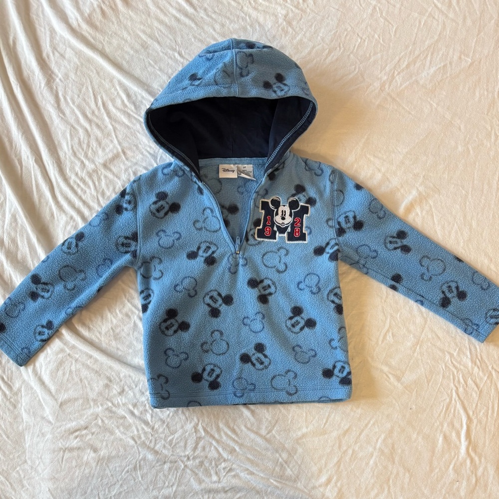 Disney Mickey Mouse Faces Hoodie Baby Toddler 3T Zip Front Fleece Sweatshirt